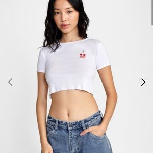 RVCA White Crop Tee